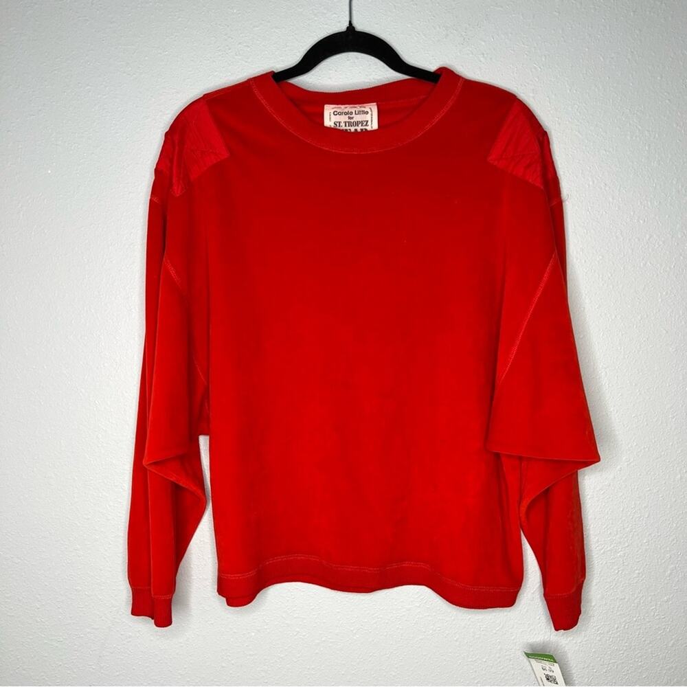 Vintage Carole Little for St. Tropez Wear Red Velour Crewneck Women's size S